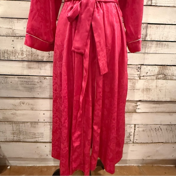 Luxury Vtg Christian Dior Robe Monogram Satin Damask Rose Pattern Elegant Lounge - Picture 2 of 8